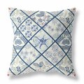Palacedesigns 28 in. White Patch Indoor & Outdoor Throw Pillow Cream & Navy Blue PA3100420